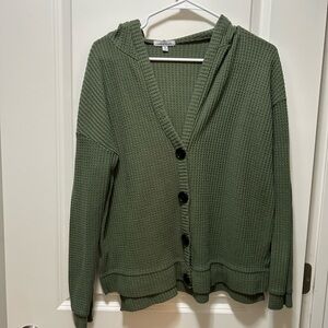 White Birch Olive Button-Up Cardigan